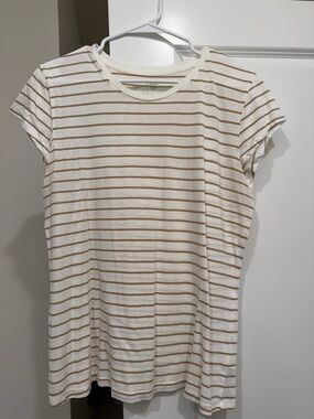 Universal Thread Cream Tee with Tan Stripes